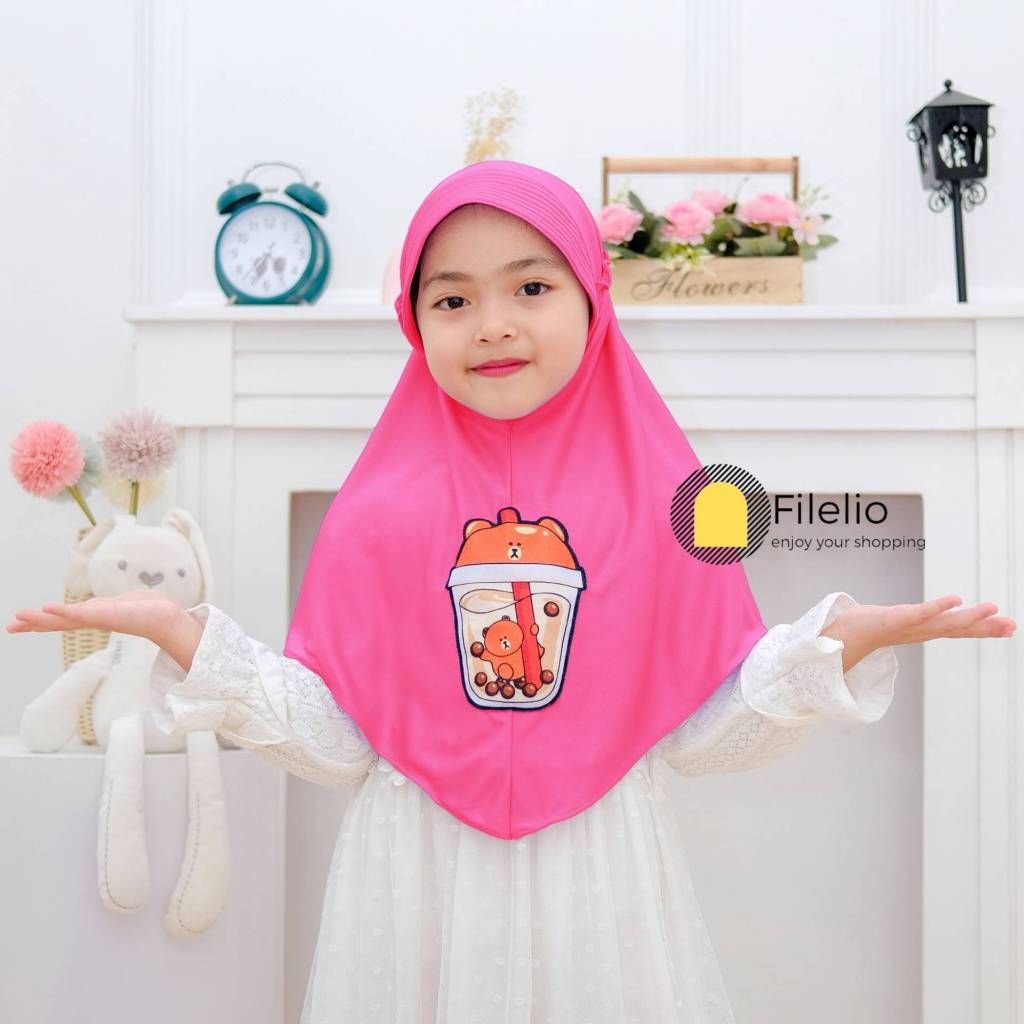 Terbaru Jilbab Anak Boba Lucu / Hijab Boba Anak / Kerudung Instan Boba Anak / Bergo Anak Boba / Jilb