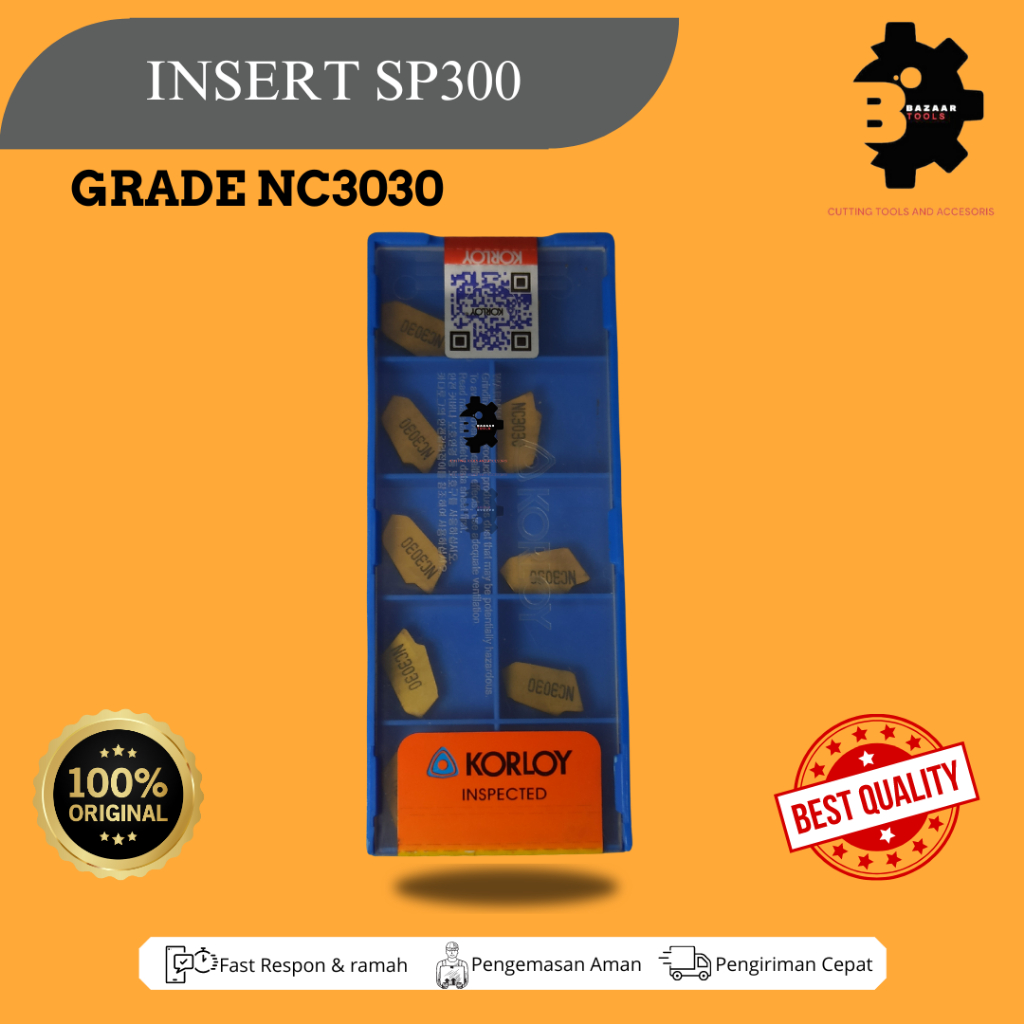 INSERT SP300 GRADE NC3030 - MERK KORLOY - Insert Pahat Bubut - Pisau Pahat - Baru - Original - Mata 