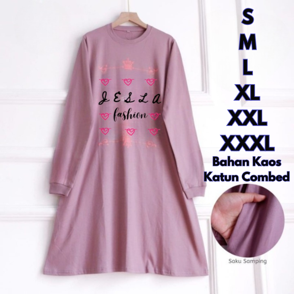Baju Tunik Wanita Kaos Jumbo Roxy Tunik BO Size S M L XL XXL XXXL Bahan Kaos Katun Combed Aplikasi S