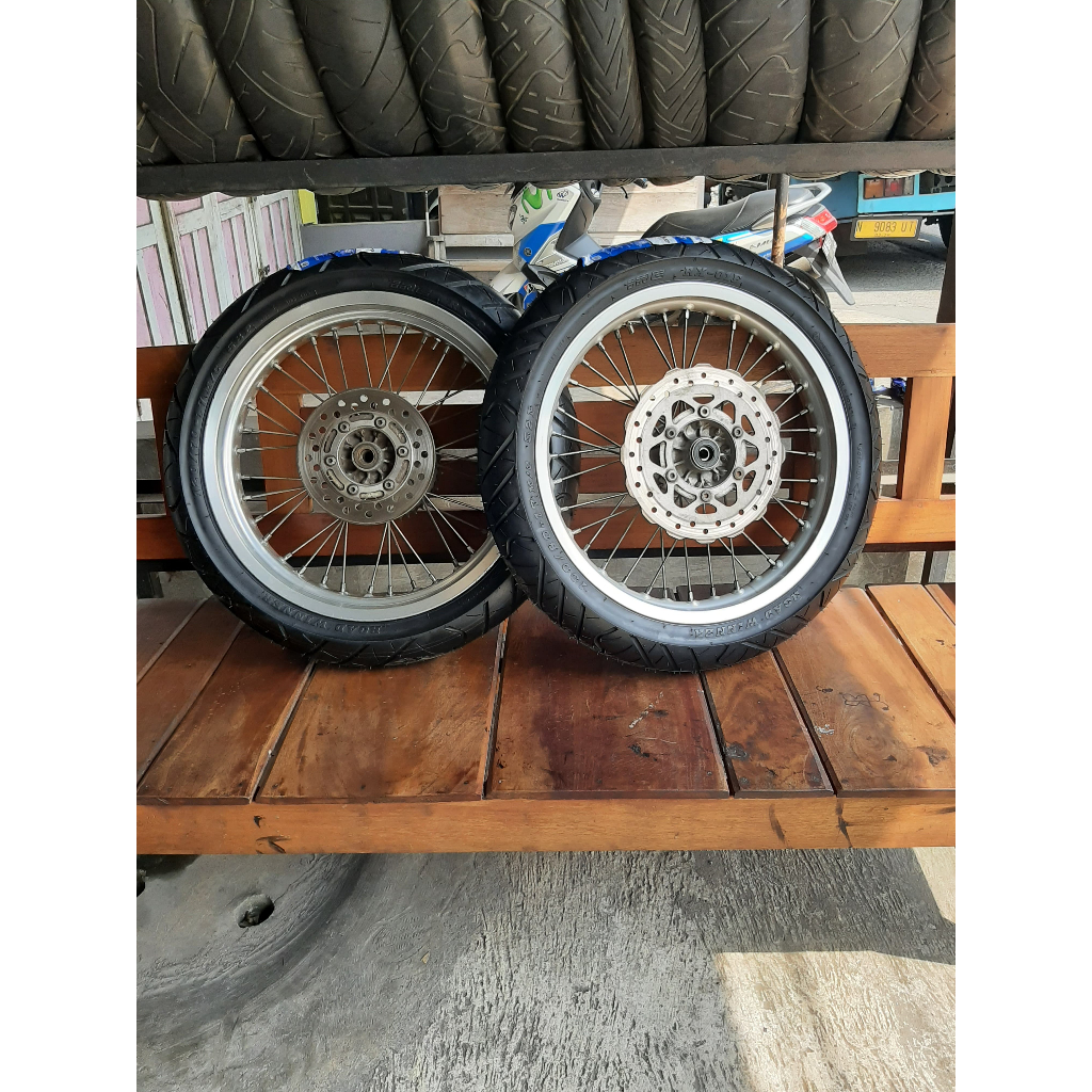 Roda Ori DT Silver Wheelset KLX Supermoto Ring 17 Original Copotan Motor