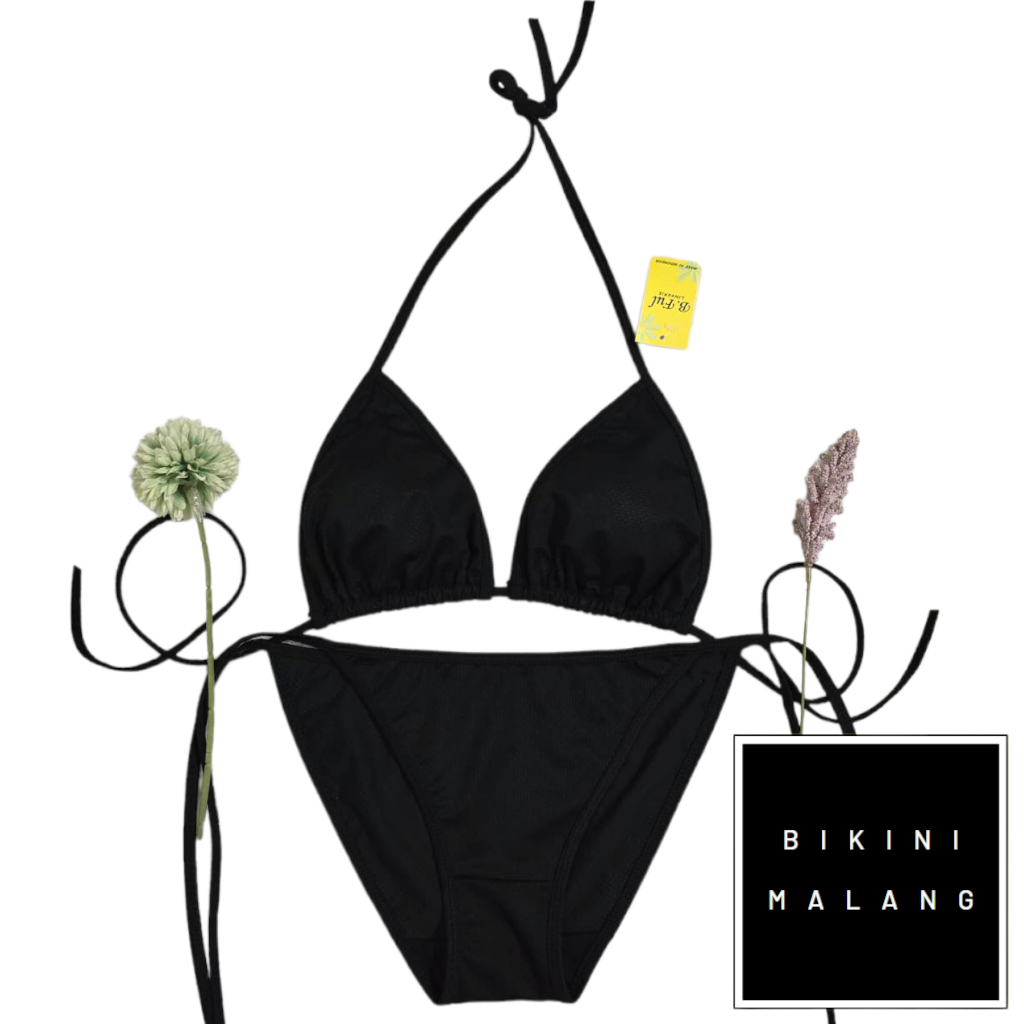 BIKINI TALI SAMPING SEKSI WARNA HITAM POLOS