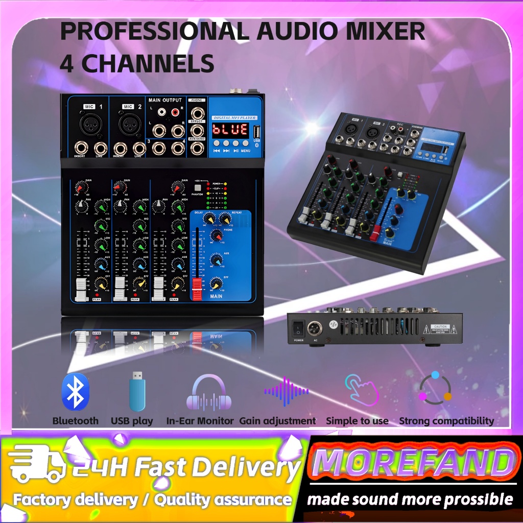 AUDIO MIXER mixer profesional 4-channe MIXER-F4 mixer Penguat sinyal USB Penguat KTV