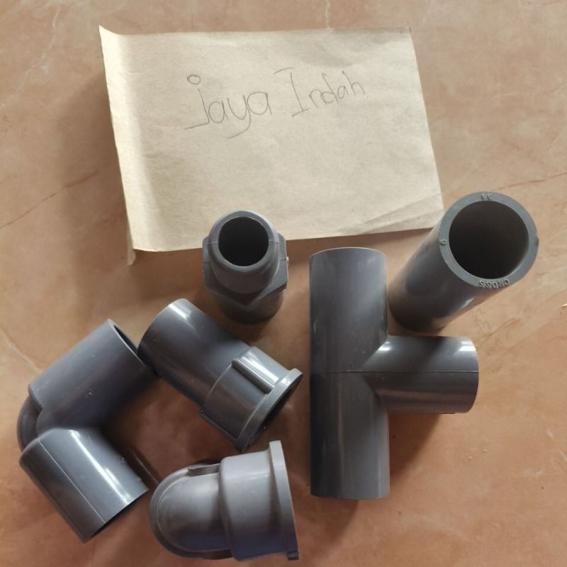 elbow 3/4 sok polos 3/4 sok drat luar 3/4 sok drat dalam 3/4 knee drat 3/4 tee 3/4