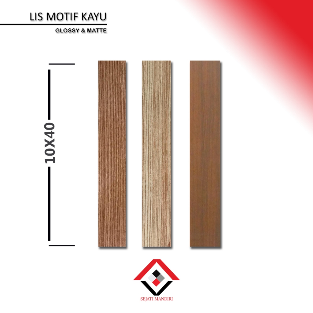 lis plin keramik 10x40 motif kayu glossy