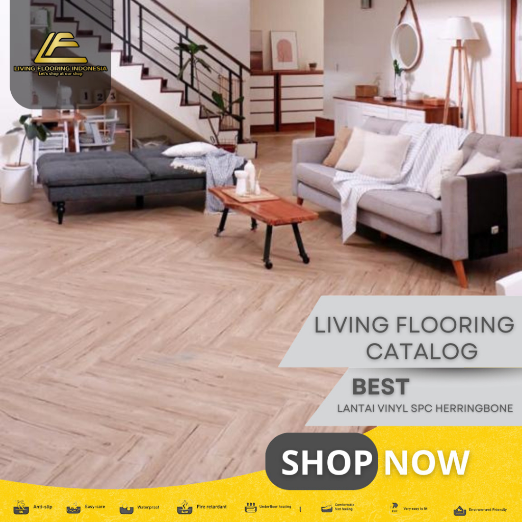 Lantai SPC Daeji Herringbone 4mm | Lantai Vinyl Motif Herringbone