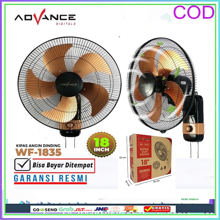 Kipas Angin dinding Advance WF-1835 18 inci baling 5 stainless kipas angin Tornado fan Swing / kipas