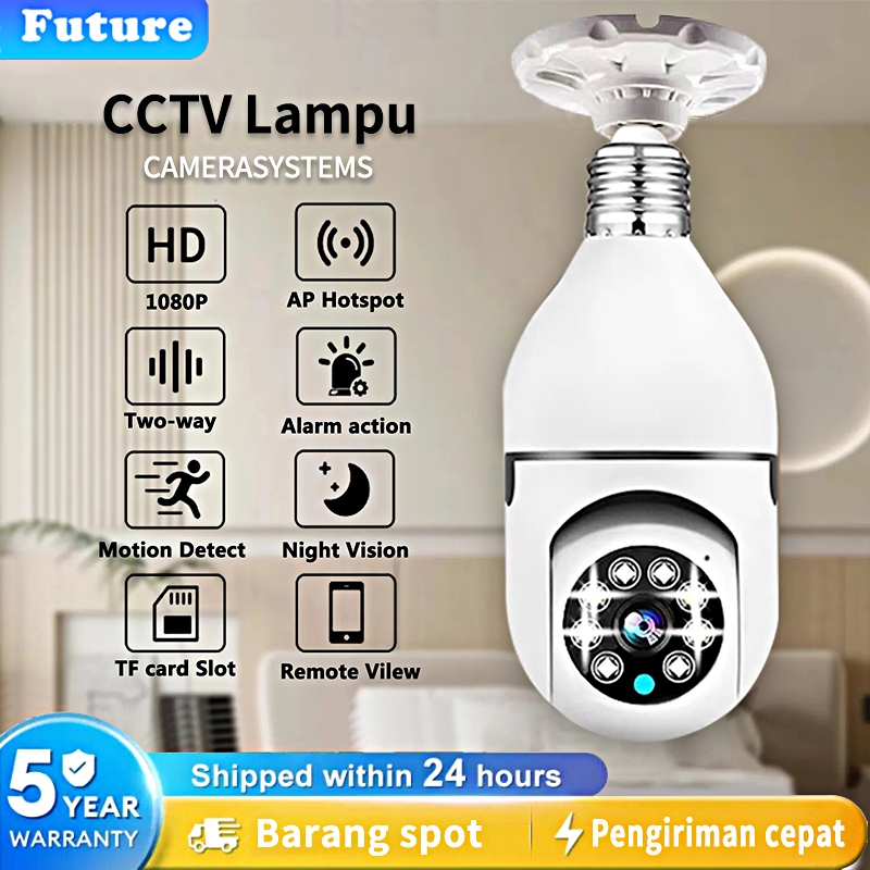 CCTV Lampu HD 8MP Kamera CCTV Wifi Bohlam 360 Derajat PTZ Panoramic IP Camera Wireless indoor outdoo
