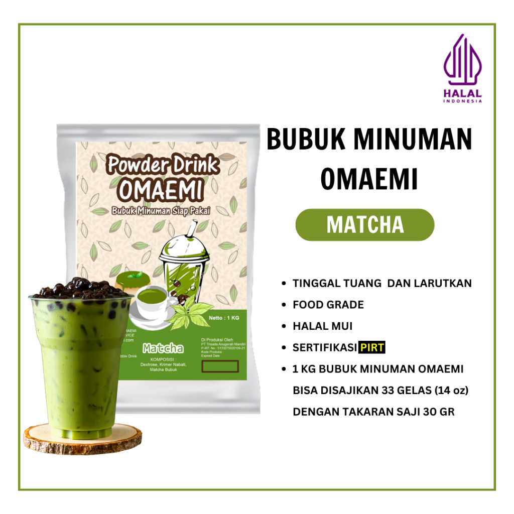 

BUBUK MINUMAN PREMIUM RASA MATCHA 1 KG | BPOM & HALAL