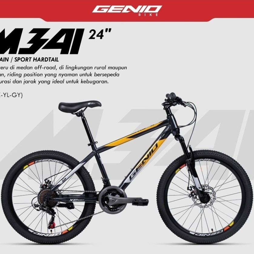 Terlaris Sepeda Gunung Mtb 24 Inc Genio By United 24 Speed Rem Cakram Discbrake Dewasa Dan Remaja