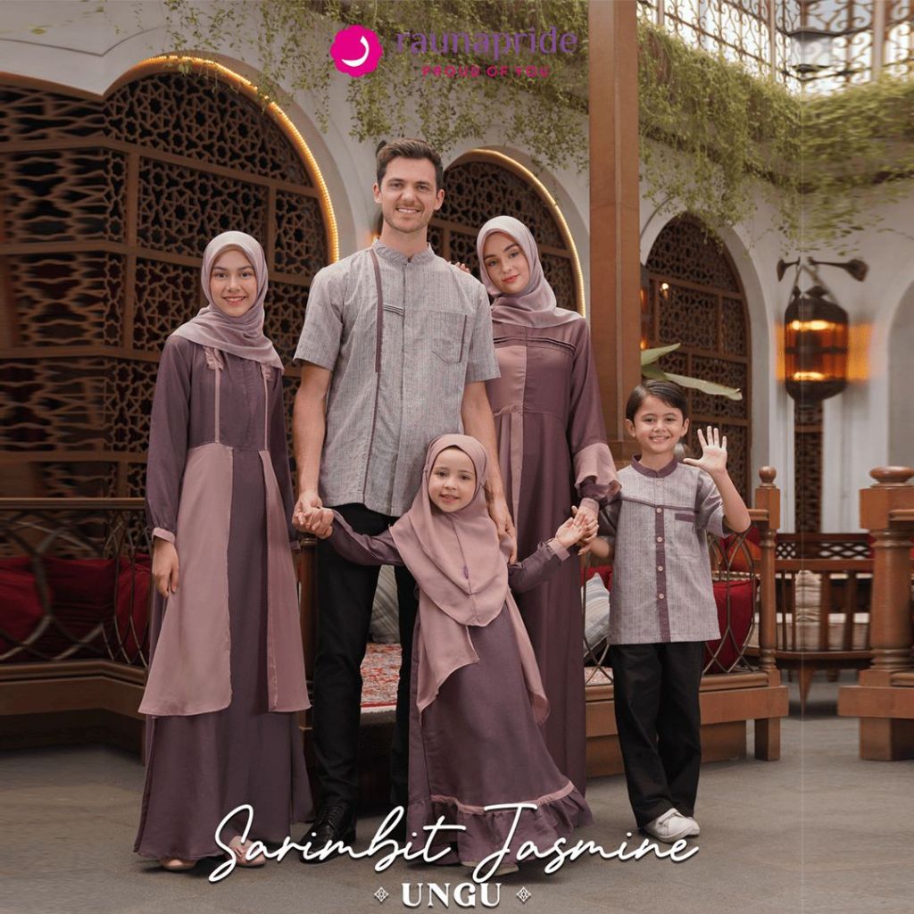 SARIMBIT KELUARGA RAUNA - JASMINE FAMILY UNGU - BAJU COUPLE KELUARGA - BAJU LEBARAN KELUARGA - GAMIS
