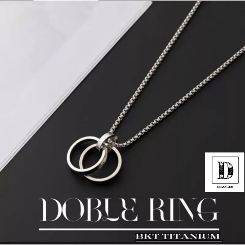 KALUNG TITANIUM LIONTIN DOUBLE RING ANTI KARAT