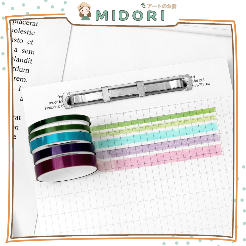 

[MIDORI] 5Rolls MASKING TAPE COLORFUL PET Washi Tape Masking Tape DIY BuJo Aesthetic Korean - A0056