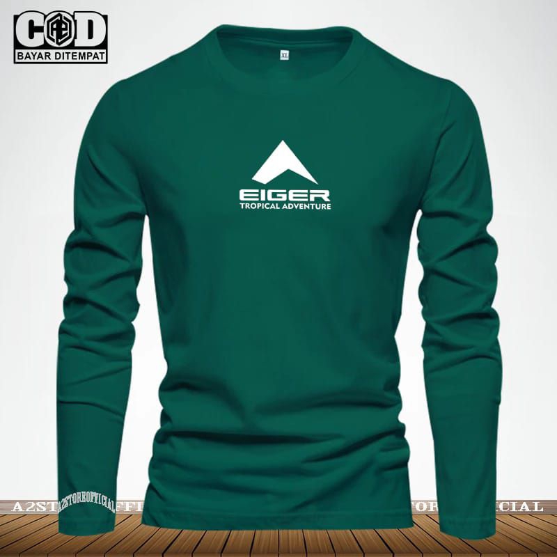 Terbaru (promo free sale) kaos distro eiger arah atas kaos lengan panjang logo black terbaru kaos ca