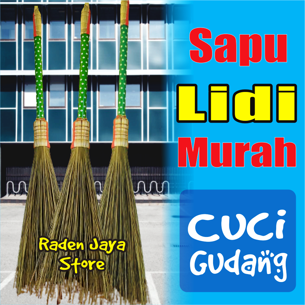 Cuci Gudang Sapu Anyam Wlingi Gagang Bambu Warna Warni