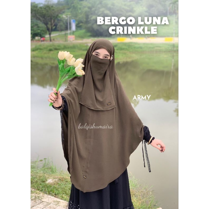 Balqis - Bergo Crinkle Luna free cadar tali (pilihan nonpet, pet antem & softpet)