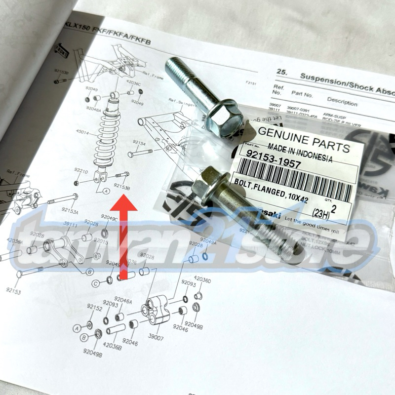 BAUT MONOSHOCK SHOCK BELAKANG KLX 150 BF ORIGINAL VARIASI 92153-1957 92210-1672