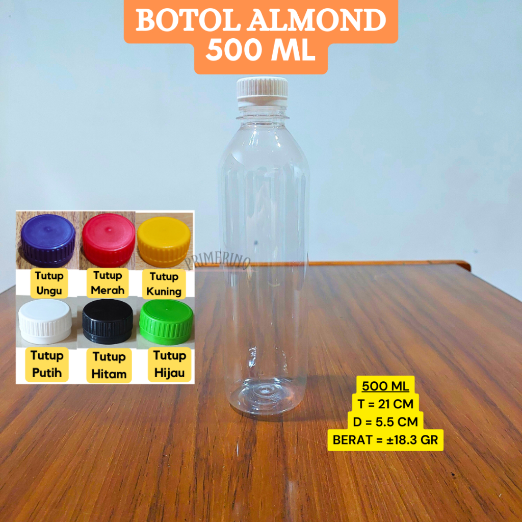 Botol Almond 500 ml / Botol Minuman Plastik 500ml / Botol Jus Kopi Susu Madu