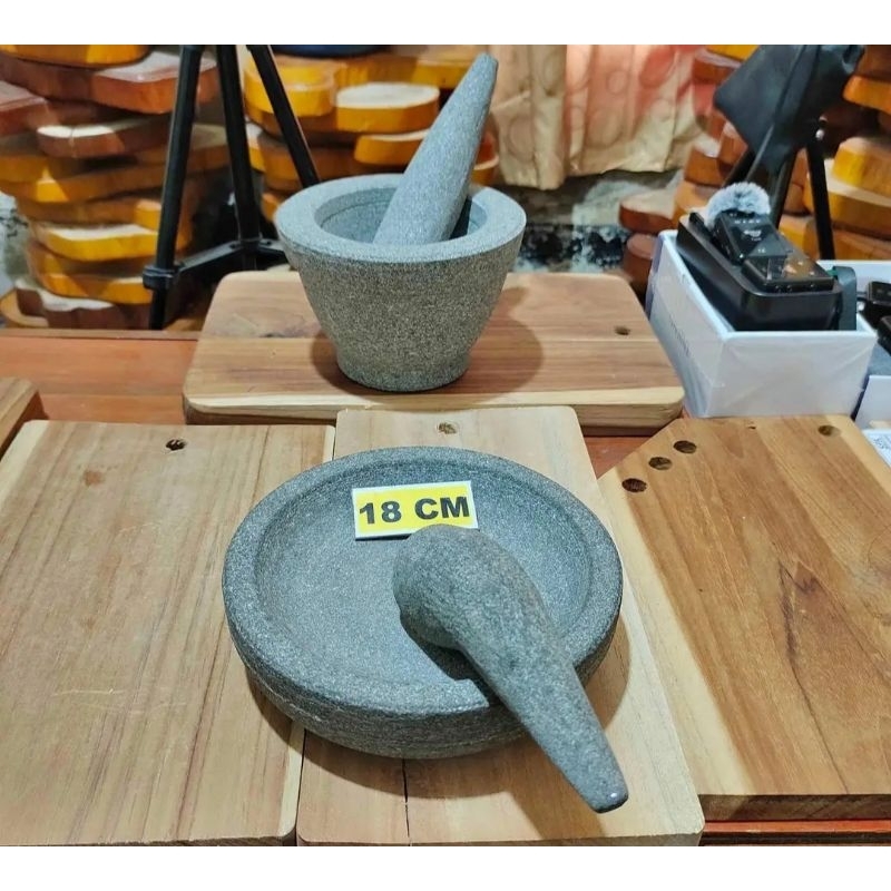 cobek batu asli 18cm