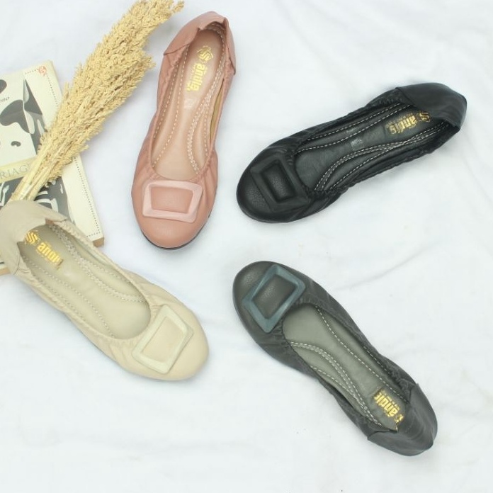 Star Seller Sepatu Flatshoes Wanita Flat Shoes Sol Karet Roll AN9