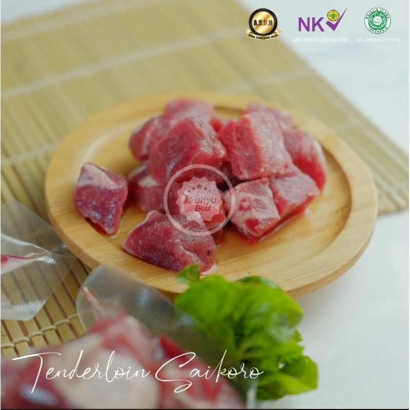 

wahyu beef organic saikoro tenderloin ukuran 250gr/daging sapi organik grass fed saikoro organic wahyu beef 250 gr