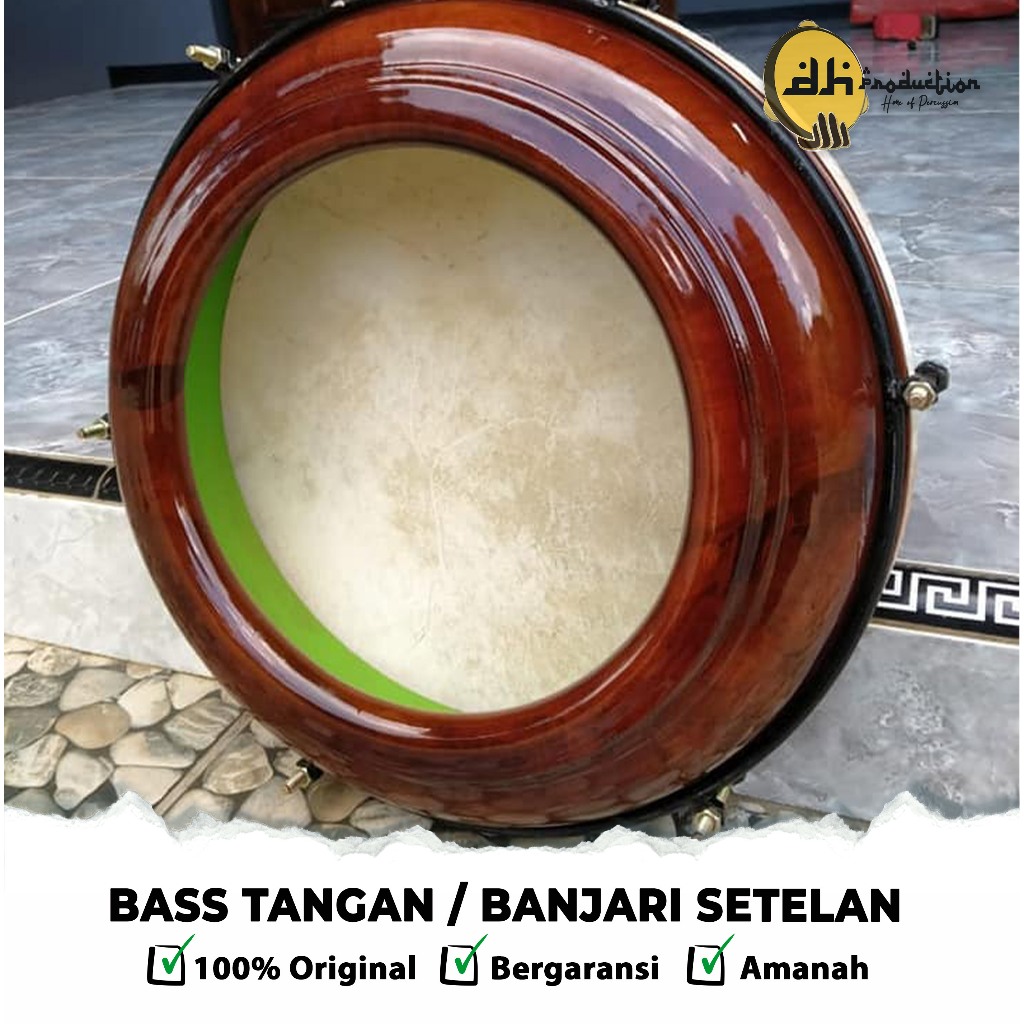 BASS BANJARI / BASS TANGAN KAYU MAHONI KULIT NATURAL