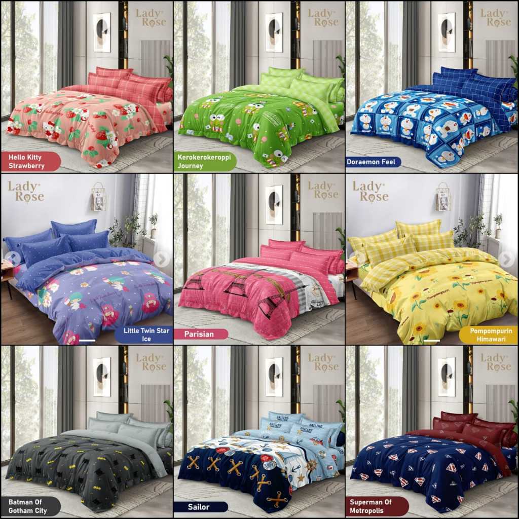 Bedcover Set Lady Rose King 180x200x20 Fitted - Motif Karakter / Bola