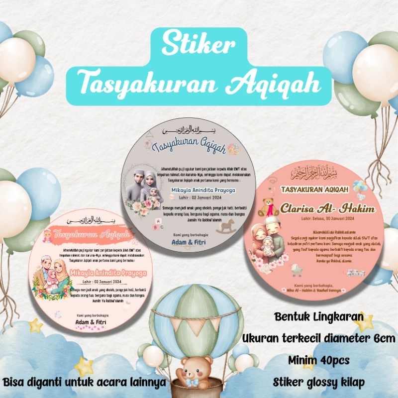 

Stiker Bulat Tasyakuran Aqiqah/label nasi bento/isi 32 pcs/stiker tasyakuran kelahiran