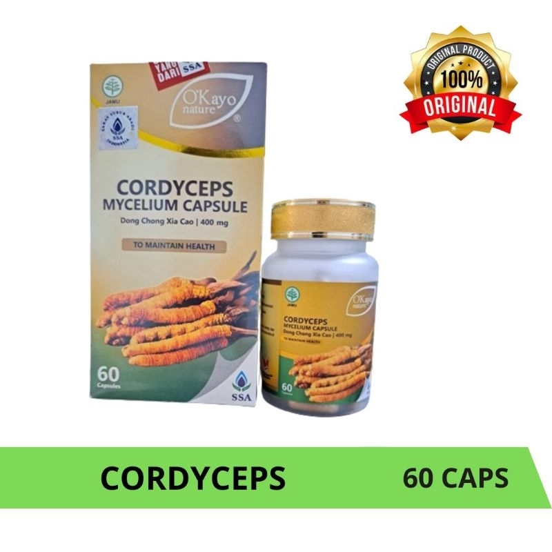 okayo nature cordyceps mycelium capsule suplemen kesehatan paru dan ginjal