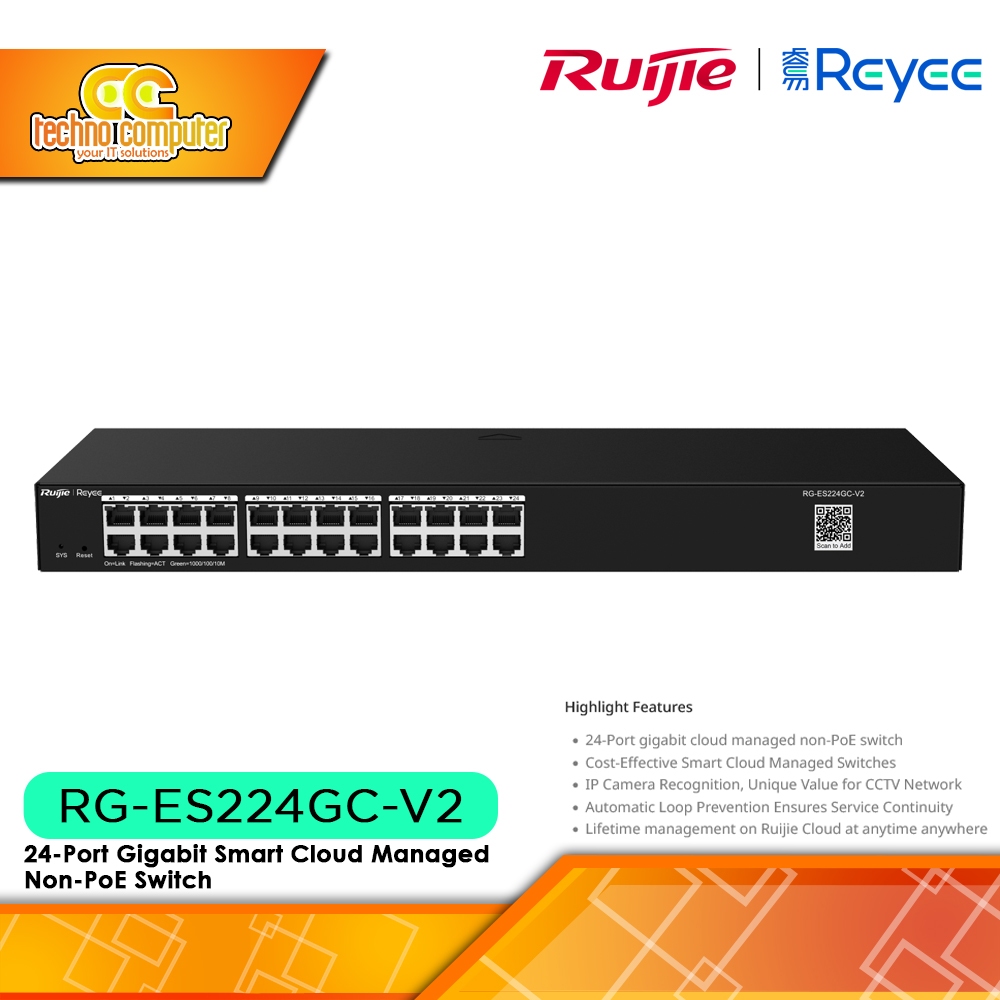 SWITCH HUB RUIJIE/REYEE RG-ES224GC-V2 24-Port Gigabit Smart Cloud Managed Switch