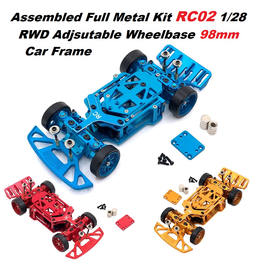 Full Metal Mini rc Drift Pro Kit RC02 1/28 RWD Adjsutable Wheelbase 98mm Car Frame Kyosho mini z min