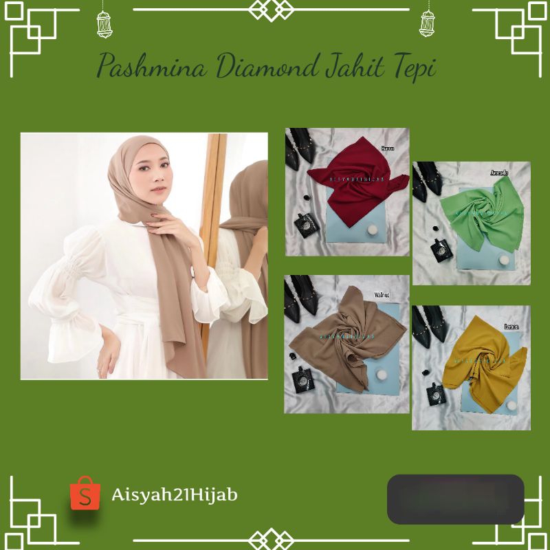 Aisyah21Hijab | Pashmina Jait Tepi Bahan Diamond