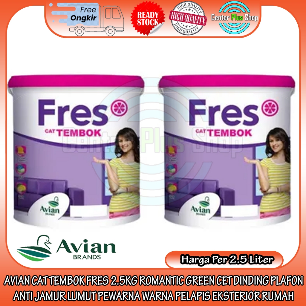 AVIAN BRANDS CAT TEMBOK FRES 2.5KG ROMANTIC GREEN CET 2.5 LITER DINDING PLAFON TERAS KAMAR CET ANTI 
