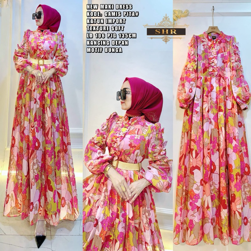 “ NEW “ MAXI DRESS SUNFLOWERS PITA KATUN BY SHR IMPORT// GAMIS SHR ORI // GAMIS KONDANGAN // FASHION