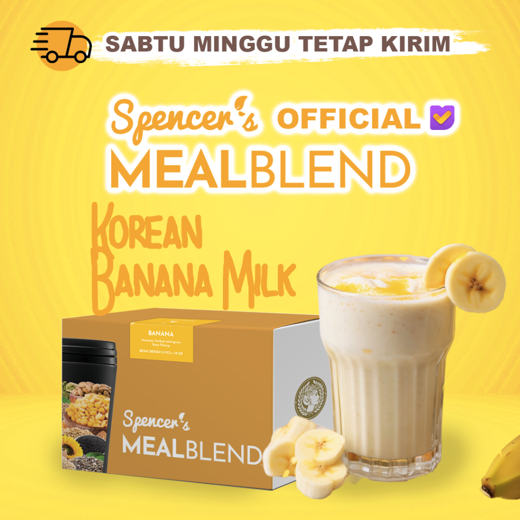 

Spencer's MealBlend Makanan Diet Rendah Kalori Solusi Langsing 1 Box isi 15 sachet Meal Replacement Solution Korean Banana Milk