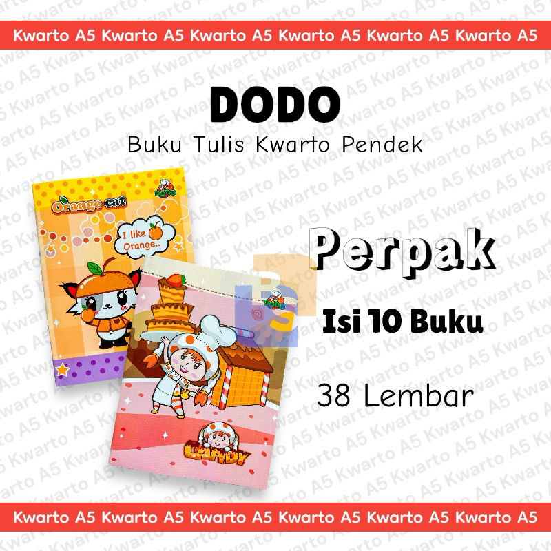

10 Buku - Buku Tulis DODO 38 Lembar Kwarto Pendek A5