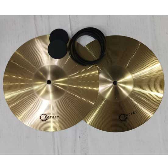 Simbal / Cymbal drumband 12 in (sepasang) + pegangannya. Merk Dluxe/Rocket.