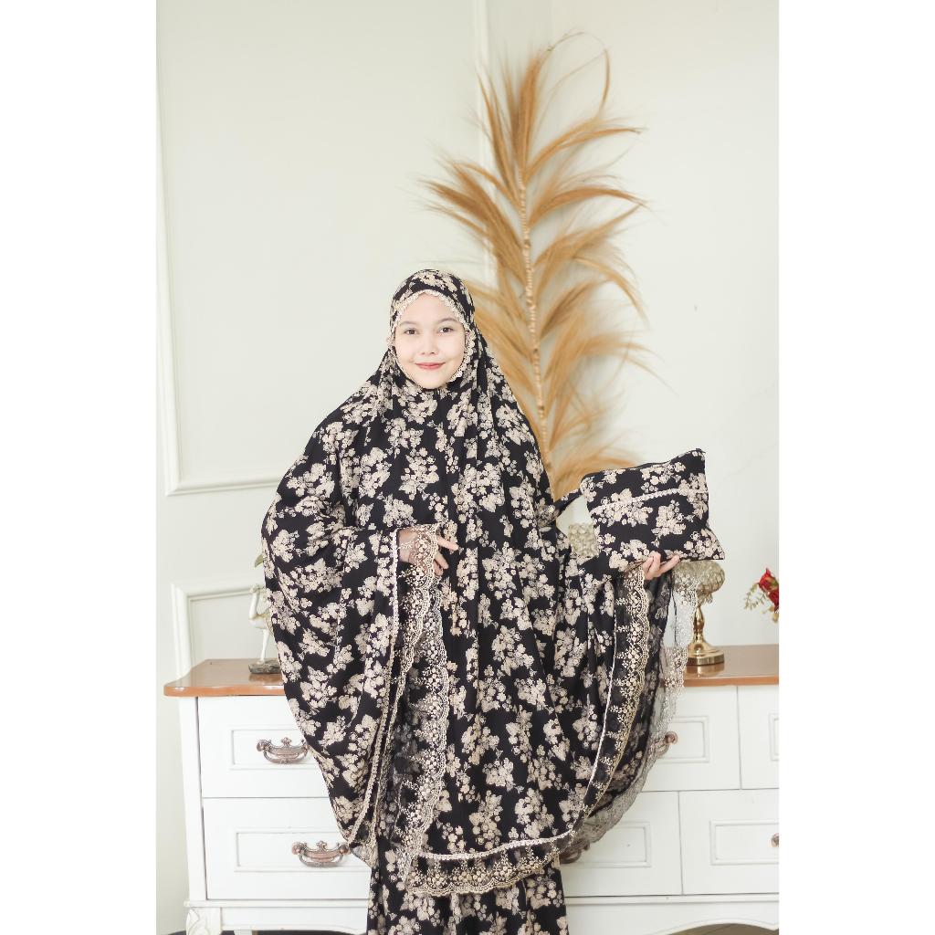 Mukena Dewasa Rayon viscose Premium lembut aplikasi renda bordir elegant dan mewah