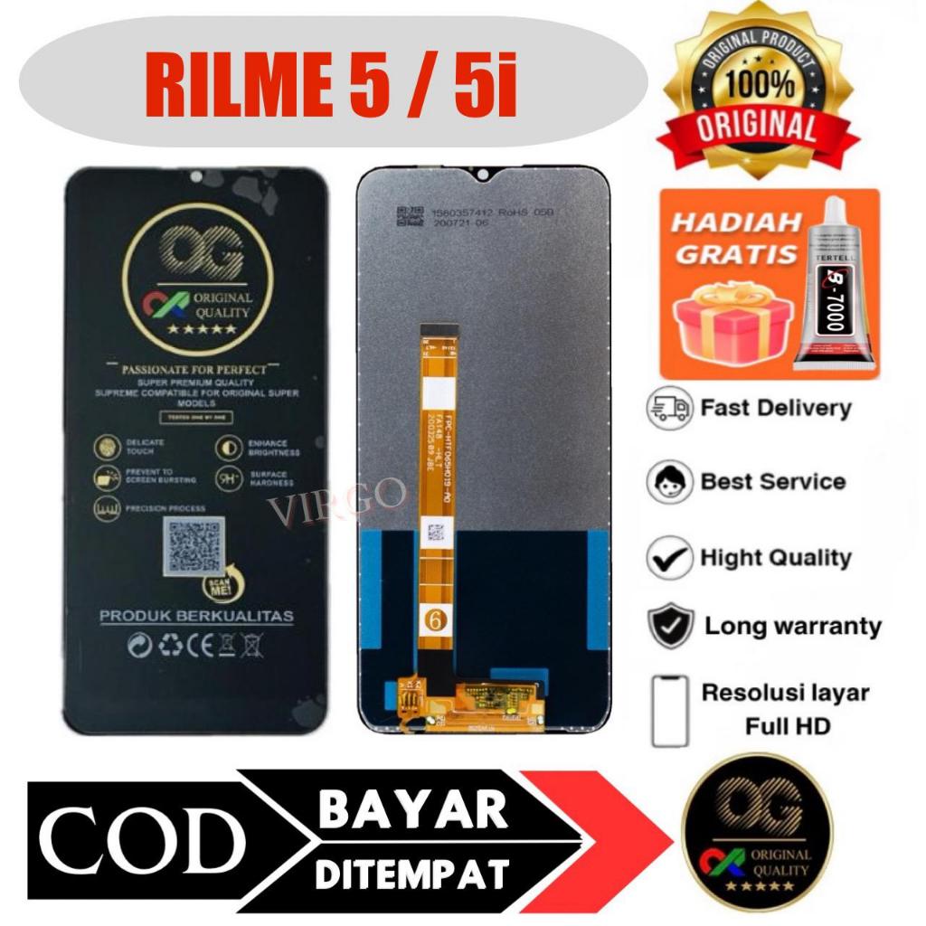 LCD TOUCHSCREEN REALME 5/5i ORIGINAL OG fullset free LEM