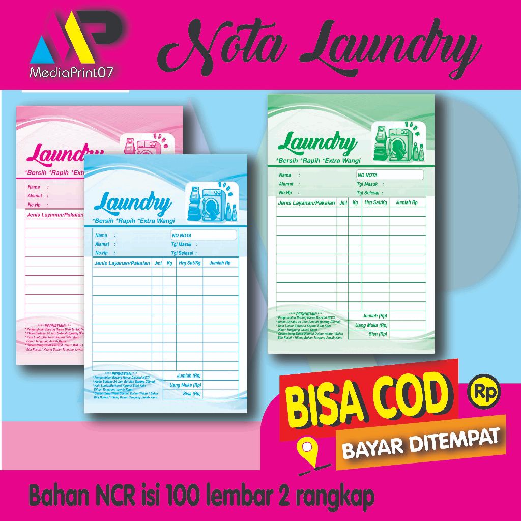 

NOTA LAUNDRY 2 RANGKAP NON CASTOM( READY STOK)