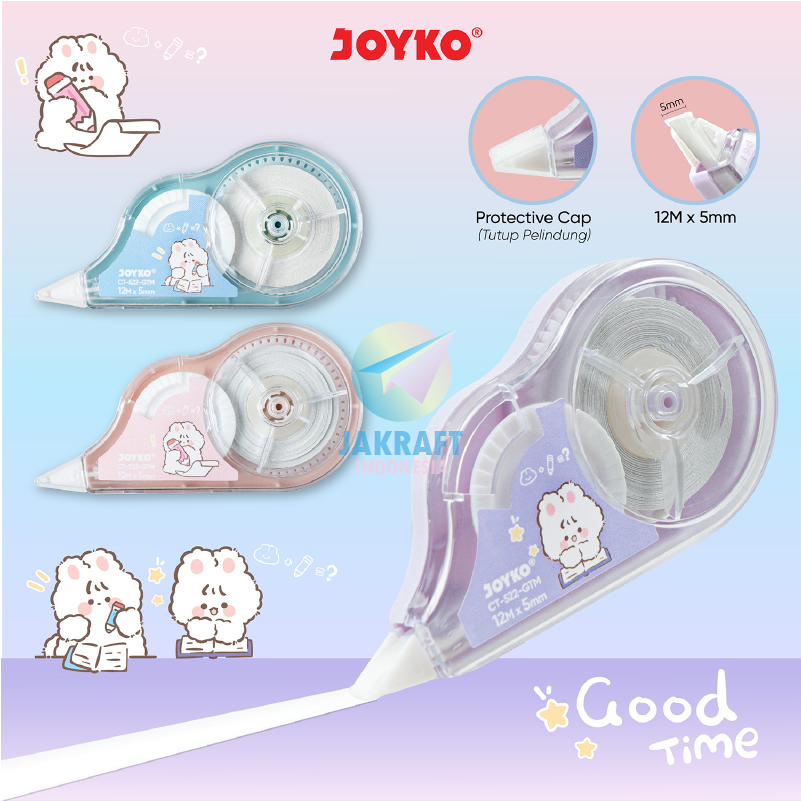 

(1 Pcs) Correction Tape JOYKO CT-522-GTM Good Time Fancy Tipe-X Tipex Tip-Ex Pita Koreksi 12 Meter isi Lebih Banyak Long Life