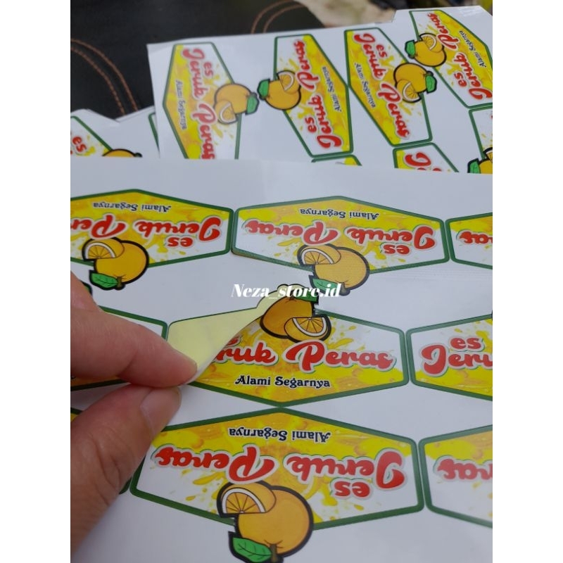 sticker label cup es jeruk peras