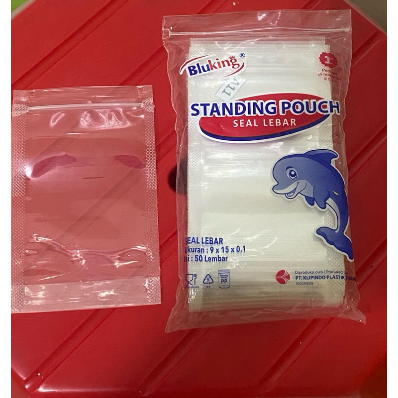 Standing Pouch 9x15 Double Seal / Plastik Standing Pouch Klip Isi 50 Lembar