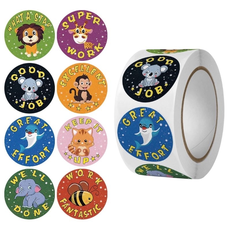 

AMS - Stiker Bulat Pujian Apresiasi 1 Roll Isi 500 Pcs Motif Animal