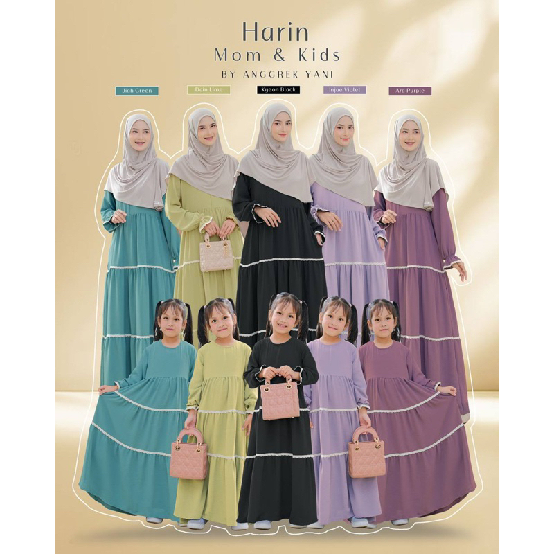 HARIN DRESS EDISI MOM AND KIDS BY ANGGREK YANI AY - GAMIS COUPLE MOM KIDS PO ORIGINAL BRAND - DRESS 