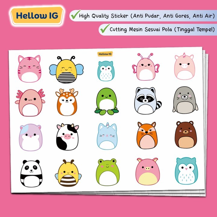 

STICKER PACK STIKER SQUISHMALLOW SQUISHY ANIMAL WATERPROOF ANTI AIR LUCU KOPER TUMBLR LAPTOP HP