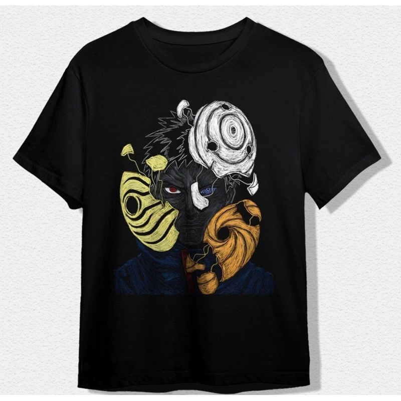 KAOS NARUTO OBITO BROKEN MASK DTF DEPAN - KAOS DISTRO VIRAL
