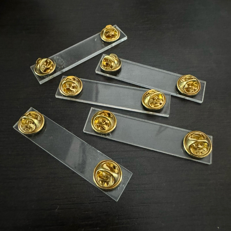 

Dudukan paku 8mm name tag akrilik bening + manset kupu