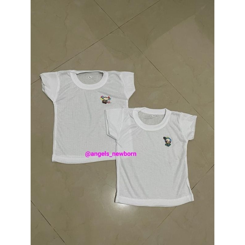 Bayi (Usia 6 - 12 Bulan) - Baju Oblong Salur Putih 3 & 6 Pcs