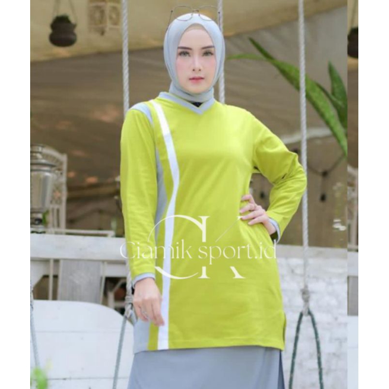 atasan olahraga muslimah tunik wanita/baju kaos olahraga muslim