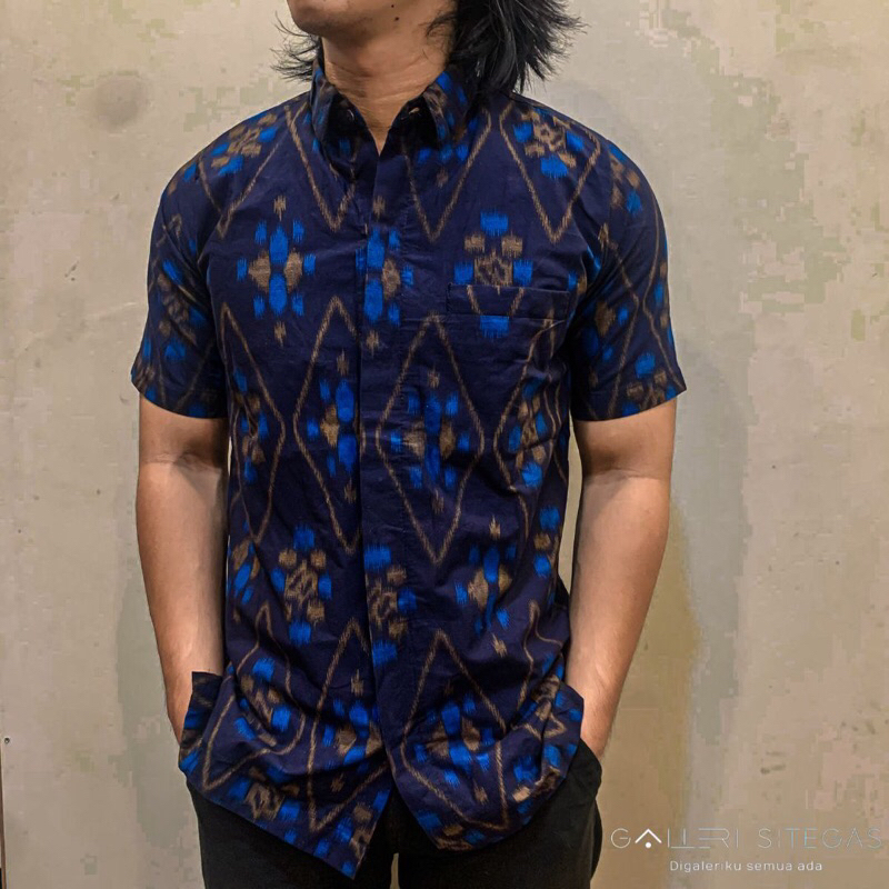 Kemeja Pria Kemeja Motif Kemeja Endek Bali MOTIF WAJIK Kemeja Motif Wajik Kemeja Wisuda Kemeja Serag